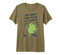 We Drop The Puck At Dawn Funny Hockey Frog Premium T-Shirt