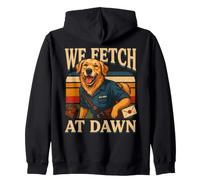 We Fetch At Dawn Mail Carrier Dog Golden Retriever Zip Hoodie