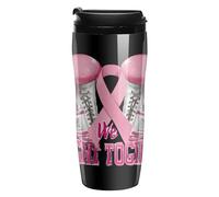 We Fight Together Breast Cancer Printed Reusable Coffee Mug Insulated Travel Drinking Cup Water Bottle with Lid 350ml