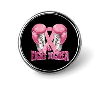We Fight Together Breast Cancer Round Brooch Pin Lapel Pins Tie Suit Dress Accessories Wedding Birthday Gifts for Men Women