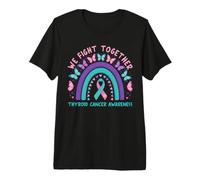 We Fight Together Thyroid Cancer Awareness Boho Rainbow Premium T-Shirt