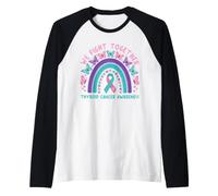 We Fight Together Thyroid Cancer Awareness Boho Rainbow Raglan Baseball Tee