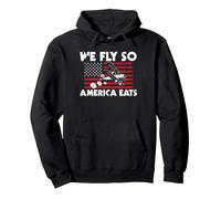 We Fly So America Eats Crop Duster Pilot USA Flag Pullover Hoodie