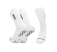WE FOOT Dual Grip PLUS Crew Sports Socks Anti-Slip Socks for Men Women Soccer Football Futsal Basketball Tennis, White, 10-12