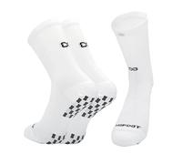 WE FOOT Dual Grip PLUS Lite Crew Sports Socks Anti-Slip Socks for Men Women Soccer Football Futsal Basketball Tennis, White, 7.5-9.5