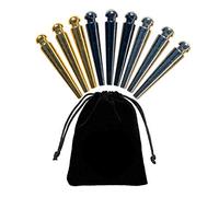 WE Games 9 Premium Easy Grip Cribbage Pegs with a Tapered Design - 3 Gold, 3 Silver & 3 Black with Velvet Pouch