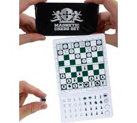 WE Games Mini Magnetic Travel Chess Set - 6" Foldable Board with Durable Vinyl Pieces & Extra Queens - Indoor & Outdoor Magnetic Chess Game - White Logo