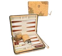WE Games Travel Backgammon Set - Magnetic Board Game with 30 Chips, 2 Vinyl Dice Cups, 4 Dice & Tan Map Leatherette Case