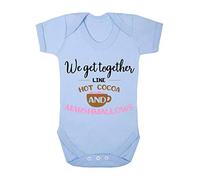 We get Together Like hot Cocoa and Marshmallows Baby Grow Vest, 3-6 Months, Pastel Blue