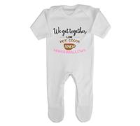 We get Together Like hot Cocoa and Marshmallows Baby Romper Jumpsuit with feet, 0-3 Months, White