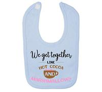 We get Together Like hot Cocoa and Marshmallows Cotton Baby bib - Pastel Blue