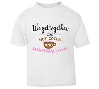 We get Together Like hot Cocoa and Marshmallows Short Sleeve Cotton Toddler t Shirt, 1-2 Years, White