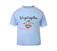 We get Together Like hot Cocoa and Marshmallows Short Sleeve Cotton Toddler t Shirt, 3-4 Years, Pastel Blue