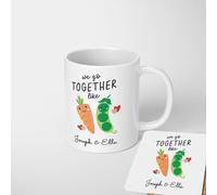 We Go Together Like Peas and Carrots Mug - Funny Cheeky Personalized Coffee Cup - Custom Two Names, Couple Gift - Cute Adult Gift - Novelty Tea Mug for Couples