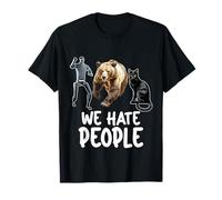 We Hate People Shirt Funny Introvert Robot Bear Cat Lover T-Shirt