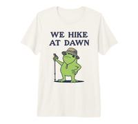 We Hike At Dawn Frog Hiker Trekking Sunrise Premium T-Shirt
