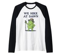We Hike At Dawn Frog Hiker Trekking Sunrise Raglan Baseball Tee