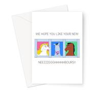 We Hope You Like Your New Neeiiiggghhhhbours!! Greeting Card | New Home Horse Card, Happy New Home Card, Funny New Home Card, New Home Card for Couple, Son, Daughter, Brother, Sister, Friend, Mum