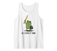 We Learn At Dawn Funny Frog Meme Teaching School Teacher Tank Top