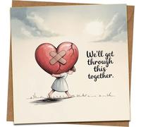 We’ll Get Through This Together Greeting Card, 145mm x 145mm Square Encouragement/Support Card with Kraft Envelope - Sympathy, Thinking of You, Get Well, Tough Times