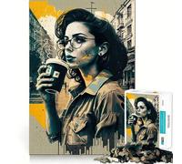 We Love Coffee Adult Jigsaw Puzzles1000 Pieces Brain Game Gift High Precision Die Cut Relaxing Indoor Group Activity (38x26cm)