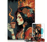 We Love Coffee Jigsaw Puzzle 1000 Mental Recall Game High Accuracy Cutting Craft Interactive Brain Challenge for Home (38x52cm)