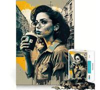 We Love Coffee Jigsaw Puzzle 1000 Pieces Cognitive Fun Play High Precision Die Cut Unique Gift for Stress Relief (38x52cm)