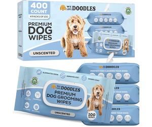 We Love Doodles Dog Grooming Wipes Unscented, 4 Pack (400 Count)