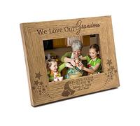 We Love Our Grandma To The Moon and Back Wooden Photo Frame Gift (8 x 10 Inch)
