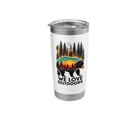We Love Outdoors, Bear in Mountains Background Fall Colors Stainless Steel Insulated Tumbler
