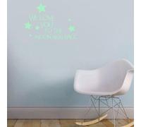We Love You and Back Star Glow in The Dark Luminous Wall Sticker for Home Decor, Green PVC Material with 35x24cm Size