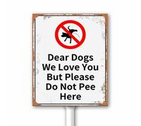 We Love You But Please Do Not Pee Here Funny No Dog Poop Rustic Yard Sign With Stake, 18x22 CM Sturdy Aluminum Rust Free Easy Install