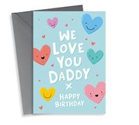 We Love You Daddy Birthday Card - Cute - Happy Hearts