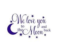 We Love You to The Moon and Back Lettering Wall Decal Nursery Baby Bedroom Decoration Moon and Stars Vinyl-XL-172x100cm-DarkBlue