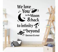 We Love You to the Moon and Back, to Infinity and Beyond, Forever and Ever - Bedroom Nursery Wall Art Sticker [Medium] [Black]