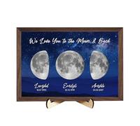 We Love You to the Moon & Back Personalized Moon Phase Art Frame Plaque,Custom Real Moon Phase Picture Sign with Name Date,Mothers Day Birthday Gifts for Mom Grandma Home Decor