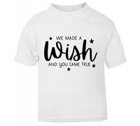 We Made a Wish and You Came True Statement [BBY5] Short Sleeve Cotton Toddler t Shirt, 1-2 Years, White