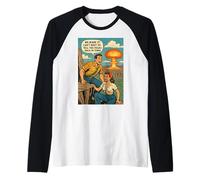 We Made It Vintage Atomic Age Rock Climbing Comic Humor Joke Raglan Baseball Tee