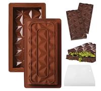 We Make 2 PCS Silicone Chocolate Moulds, Deep Diamond Chocolate Bar Molds, Large and Thick Candy Bar Mold Perfect for Home Kitchen Baking, Holiday Gifts, Wedding Parties, DIY and More
