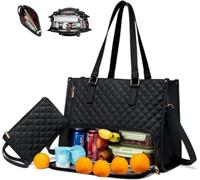 We make hope 2-in-1 Tote Bag Lunch Bag Combo for Women - Large Work Bags with Compartments, Quilted Laptop Tote with Cooler Section, Stylish Insulated Lunch Bags for Women (15.6"/39.6cm Laptop)