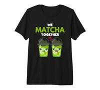 We Matcha Together Heart Two Coffee Green Tea Cups Premium T-Shirt