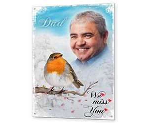 We Miss You In Memory Robin Winter Scene Personalised Sign Memorial Plaque Graveside Christmas