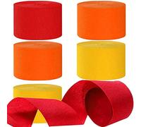 We Moment Red and Orange Yellow Crepe Paper Streamers 1.8 Inch Widening 6 Rolls,Red and Orange Yellow Party Decorations Streamer 82 feet per roll for Birthday Party Decorations