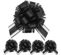 We Moment Zone 5 PCS 7 in(17.78cm) Large Pull Bows Wrapping Pull Bow Ribbon，Black Gift Wrap Bows for Gift Wrapping Baskets Wedding or Flower Decorations, Valentine's Day Birthday Gift Decorations