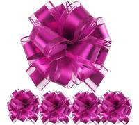 We Moment Zone 5 PCS 7 in(17.78cm) Large Pull Bows Wrapping Pull Bow Ribbon，Hot Pink Gift Wrap Bows for Gift Wrapping Baskets Wedding or Flower Decorations, Valentine's Day Birthday Gift Decorations