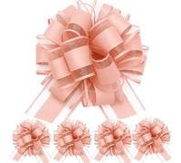 We Moment Zone 5 PCS 7 in(17.78cm) Large Pull Bows Wrapping Pull Bow Ribbon，Pale Pink Gift Wrap Bows for Gift Wrapping Baskets Wedding or Flower Birthday Car Gift Decorations，Pale Pink