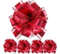 We Moment Zone 5 PCS 7 in(17.78cm) Large Pull Bows Wrapping Pull Bow Ribbon，Red Gift Wrap Bows for Gift Wrapping Baskets Wedding or Flower Decorations, Valentine's Day Birthday Gift Decorations