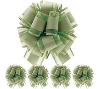 We Moment Zone 5 PCS 7 in(17.78cm) Large Pull Bows Wrapping Pull Bow Ribbon，Sage Green Gift Wrap Bows for Gift Wrapping Baskets Wedding or Flower Birthday Car Gift Decorations，Sage Green