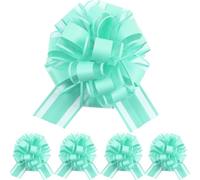We Moment Zone 5 PCS 7 in(17.78cm) Large Pull Bows Wrapping Pull Bow Ribbon，Teal blue Gift Wrap Bows for Gift Wrapping Baskets Wedding or Flower Birthday Car Gift Decorations，Teal blue