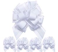 We Moment Zone 5 PCS 7 in(17.78cm) Large Pull Bows Wrapping Pull Bow Ribbon，White Gift Wrap Bows for Gift Wrapping Baskets Wedding or Flower Decorations, Valentine's Day Birthday Gift Decorations